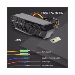 LED Motorcycle Tail Light Stop Brake Lamp Rear Warning Turn Signal Lights - Black