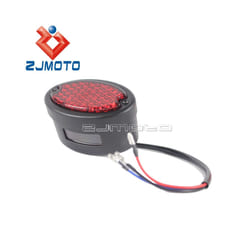 Motorcycle Vintage Cat Eye LED Taillight Assembly Rear Brake Stop Tail - Black Red