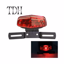 Vintage Lucas Style LED Tail Light W/ License Plate Holder Brake Stop - Bulb Taillight