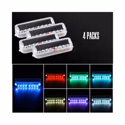 Motorcycle Solar Warning Strobe Light Electric Anti-Collision Free Wiring - 4 pcs