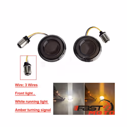 For Harley Dyna FXDX/T Softail FXS FLFB/S Touring Motorcycle 1157 Bullet - 3Wires white amber