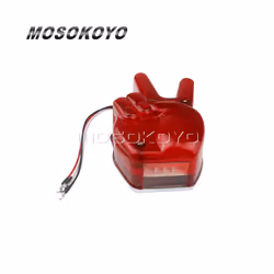 Vintage Cafe Racer Motorcycle Hand Victory 12V LED Red Light Stop Lamp - red cross