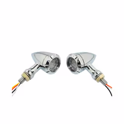 Motorcycle LED Black/Chrome Bullet Flashing Brake Blinker Light Turn Signal - Chrome