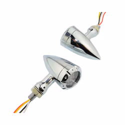 Motorcycle LED Black/Chrome Bullet Flashing Brake Blinker Light Turn Signal - Chrome