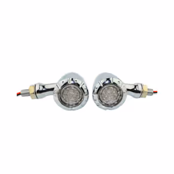 Motorcycle LED Black/Chrome Bullet Flashing Brake Blinker Light Turn Signal - Chrome