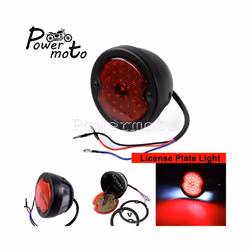 STOP LED Replica Motorcycle Taillights Cafe Racer Stop Brake Lamp License - 707 black LED