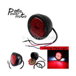STOP LED Replica Motorcycle Taillights Cafe Racer Stop Brake Lamp License - 707 black LED