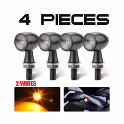 2/4Pcs Bullet Mini Motorcycle LED Turn Signal 8MM Running Indicator Light - 4PCS Black