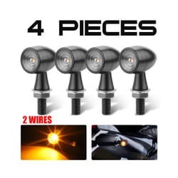 2/4Pcs Bullet Mini Motorcycle LED Turn Signal 8MM Running Indicator Light - 4PCS Black