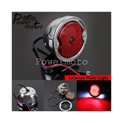 STOP LED Replica Motorcycle Taillights Cafe Racer Stop Brake Lamp License - 707 chrome LED