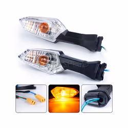 1 Pair Motorcycle Turn Signal Light Amber Blinkers LED Front Rear Indicators - White Lens