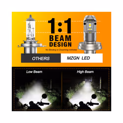 MZGN  R2 P45T LED Headlight Bulb DC 12V Super Bright White High Low Beam - 2Pcs P45T