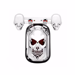 Skull Motorcycle Tail Light with Turn Signals LED Rear Blinker Indicator - Silver