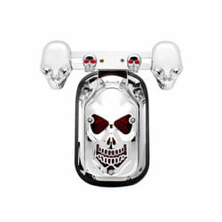 Skull Motorcycle Tail Light with Turn Signals LED Rear Blinker Indicator - Silver