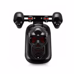 Skull Motorcycle Tail Light with Turn Signals LED Rear Blinker Indicator - Silver