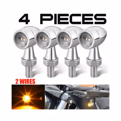 2/4Pcs Bullet Mini Motorcycle LED Turn Signal 8MM Running Indicator Light - 4PCS Sliver