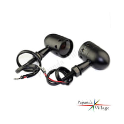 Chrome Retro Bullet Motorcycle Turn Signals Indicator Blinkers Amber Light - matte black smoke