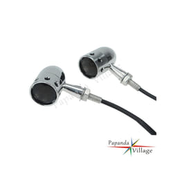 Chrome Retro Bullet Motorcycle Turn Signals Indicator Blinkers Amber Light - chrome smoke