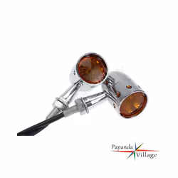 Chrome Retro Bullet Motorcycle Turn Signals Indicator Blinkers Amber Light - chrome amber