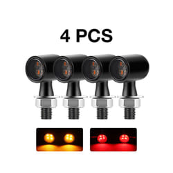 Aluminium Motorcycle Mini led Turn Signal Lights Brake light DRL Lamp - 4pcs Amber Red
