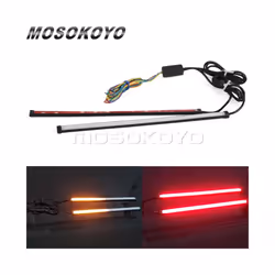 Car Motorcycle DRL LED Sequential Light Strip Flowing Switchback Brake - red and amber