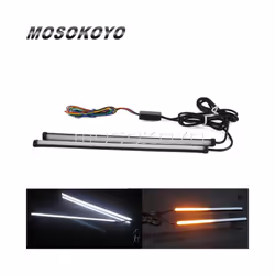 Car Motorcycle DRL LED Sequential Light Strip Flowing Switchback Brake - white and amber