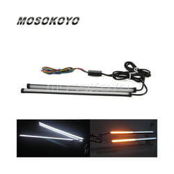 Car Motorcycle DRL LED Sequential Light Strip Flowing Switchback Brake - white and amber