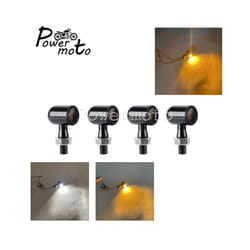 Universal Mini Bullet Motorcycle LED Turn Signals Brake Light DRL Lamp - 1498 Black Smoke