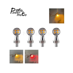 Universal Mini Bullet Motorcycle LED Turn Signals Brake Light DRL Lamp - 1497 Chrome Clear