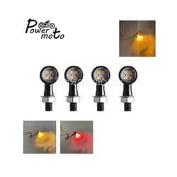 Universal Mini Bullet Motorcycle LED Turn Signals Brake Light DRL Lamp - 1497 Black Clear