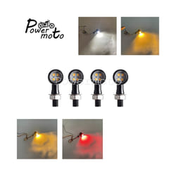 Universal Mini Bullet Motorcycle LED Turn Signals Brake Light DRL Lamp - 1496 Black Clear