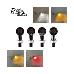 Universal Mini Bullet Motorcycle LED Turn Signals Brake Light DRL Lamp - 1496 Black Smoke
