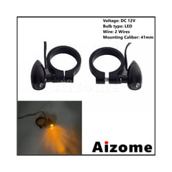 Universal 41mm Fork Tubes Bullet LED Turn Signals Lights For Harley Chopper - Bullet Black Smoke