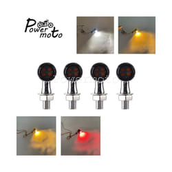 Universal Mini Bullet Motorcycle LED Turn Signals Brake Light DRL Lamp - 1496 Chrome Smoke