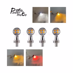 Universal Mini Bullet Motorcycle LED Turn Signals Brake Light DRL Lamp - 1496 Chrome Clear