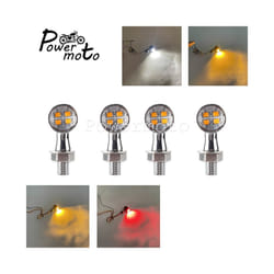 Universal Mini Bullet Motorcycle LED Turn Signals Brake Light DRL Lamp - 1496 Chrome Clear