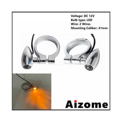 Universal 41mm Fork Tubes Bullet LED Turn Signals Lights For Harley Chopper - Bullet Chrome Smoke