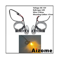 Universal 41mm Fork Tubes Bullet LED Turn Signals Lights For Harley Chopper - Bullet Chrome Clear
