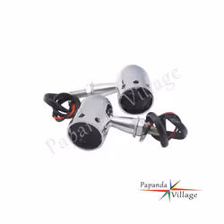 Chrome Retro Bullet Motorcycle Turn Signals Indicator Blinkers Amber Light - black smoke