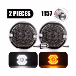 Motorcycle Smoke 1156 1157 Front Led Turn Signal Lights DRL White Amber - 1157 WhiteYellow