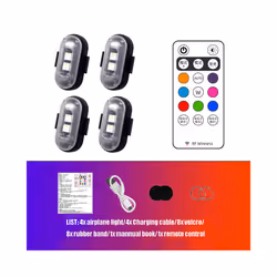 Motorcycle LED Warning Light Universal Mini Signal Light Drone With Controller - 4pcs with Remote