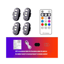 Motorcycle LED Warning Light Universal Mini Signal Light Drone With Controller - 4pcs with Remote