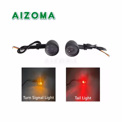 10mm Motorcycle Smoke Lens Red Amber LED Turn Signal Light Bullet Flashing - 1349 Black