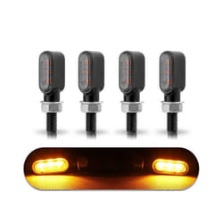 8mm Mini Led Motorcycle Turn Signal Light Lamp Indicators Blinker Amber - 4 Pcs Black