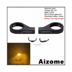Universal 41mm Fork Tubes Bullet LED Turn Signals Lights For Harley Chopper - A Black Smoke Lens