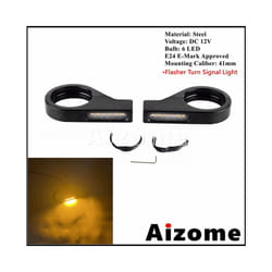 Universal 41mm Fork Tubes Bullet LED Turn Signals Lights For Harley Chopper - A Black Clear Lens