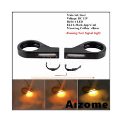 Universal 41mm Fork Tubes Bullet LED Turn Signals Lights For Harley Chopper - C Black Clear Lens