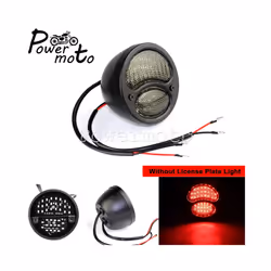 STOP LED Replica Motorcycle Taillights Cafe Racer Stop Brake Lamp License - 685 black smoke LED