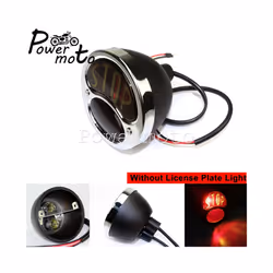 STOP LED Replica Motorcycle Taillights Cafe Racer Stop Brake Lamp License - 668 black chro bulb