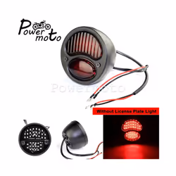 STOP LED Replica Motorcycle Taillights Cafe Racer Stop Brake Lamp License - 685 black red LED